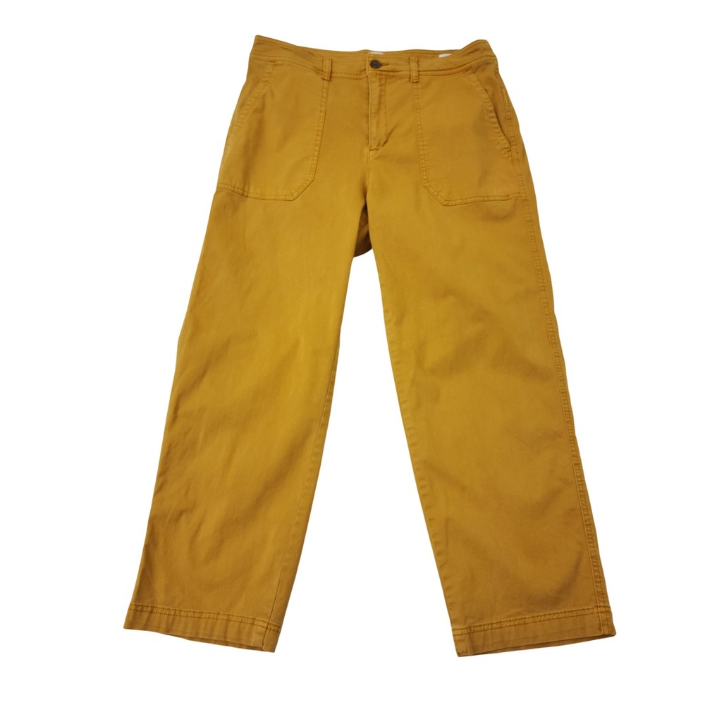 Gap Girlfriend Khaki Pants Womens 12 Mustard Yellow Straight Leg Mid Rise Chino